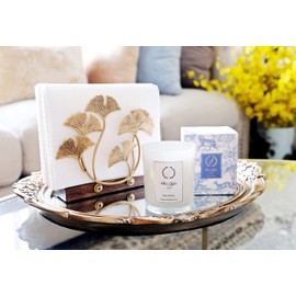 Chez JuJu Golden Ginkgo Vertical Napkin Holder | Elegant Contemporary Disposable Paper Hand Towel Storage Tray Caddy | Bathroom Kitchen Dining Restaurant Wedding Party Office | Indoor Outdoor décor