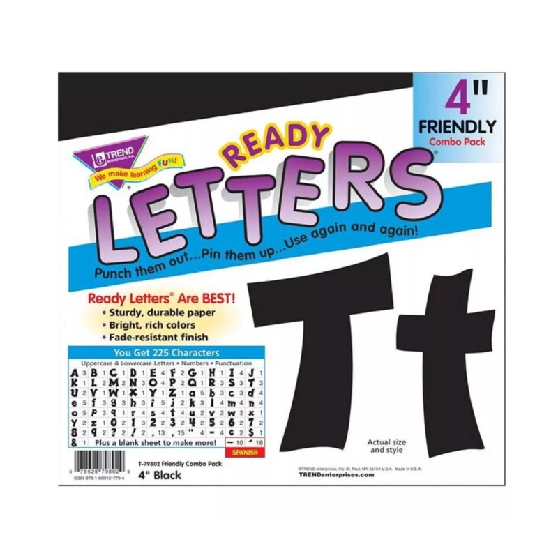 Trends Ready Letters Black 225 Characters Friendly Combo Pack 79802