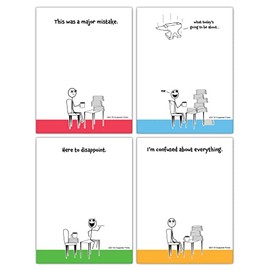Guajolote Prints Funny Notepads (4-Pack) 4 X 5.25 inch, Humorous Office Gift for Friends and Coworkers (White 4-Pack)