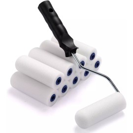 NJ Foam Paint Roller, Roller Frame with 4-Inch Mini Paint Roller Cover Refills with