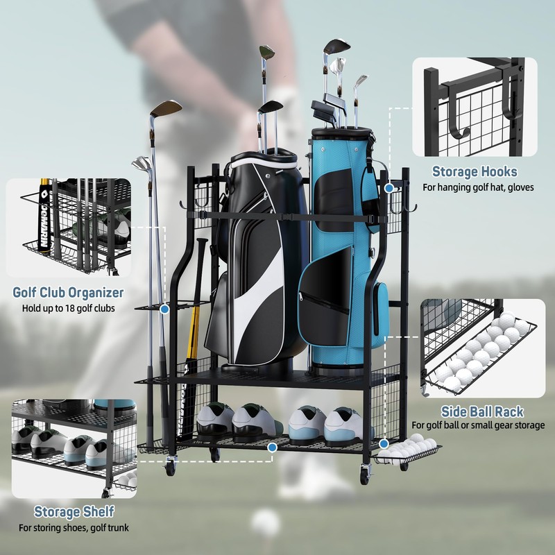 PLKOW Golf Bag Stand Golf Bag Organizer Fits for 2