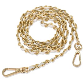 Vesaneae Metal Leather Chain Strap, 118cm Purse Strap Replacement Bag Chain with Gold Buckles for Women for DIY Wallets Handbag Clutches Shoulder Bags (White)