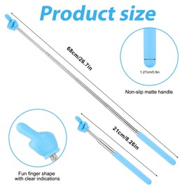 3pcs Teachers Finger Pointer Sticks, Telescopic Preschool Teachers Hand Pointer for Classroom Presentation Whiteboard Extendable Pointing Stick for Teachers Speakers (Blue, Pink, Purple)