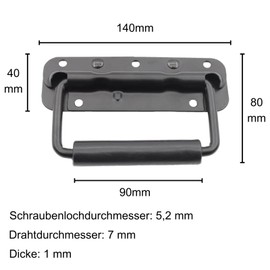 ORTAVA Pack of 2 Folding Handles, Spring-Loaded Box Handle, Cold Rolled Stainless Steel, Hardware Boxes, Bow Handle, Suitcase Handle, Carry Handle Black for Toolbox Door (100 mm)