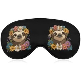 Soft Travel Sleep Eye Mask, Compact Lightweight Accessory for Travel and Daily Use - Floral Sloth Sleep Mask Eye