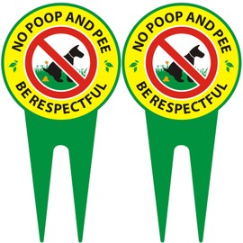 No Dog Poop Signs 2 Pack - Aluminum High Temperature Resistance - Prevent Pets from Pooping and Peeing on Beautiful Lawn/Patio/Yard/Garden - Be Respectful/No Poop And Pee, Double Sided
