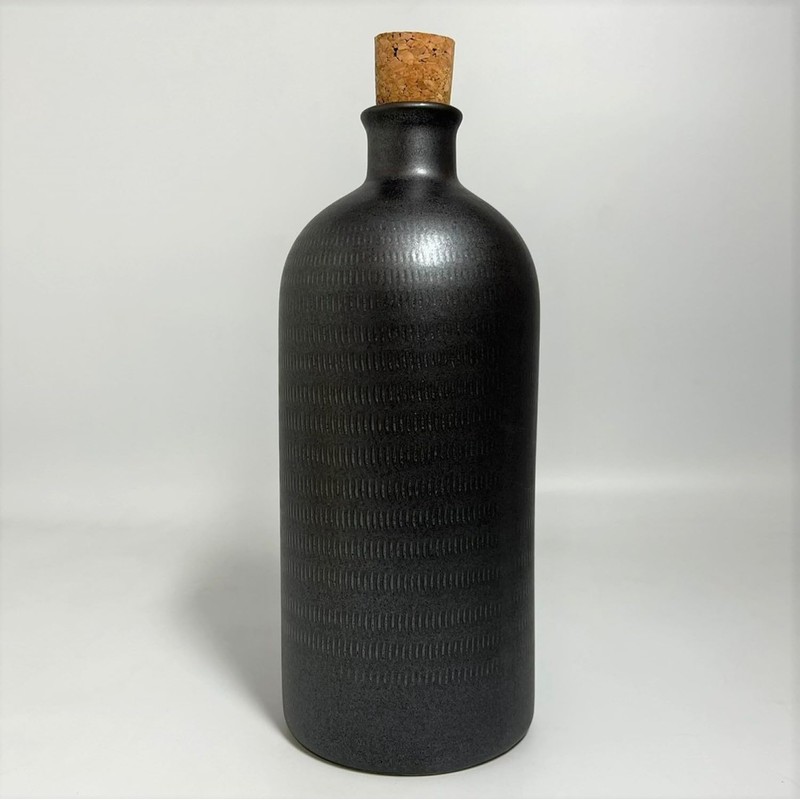 Shigaraki Ware Bottle, Radium Bottle, Black Short, Width 3.5 x