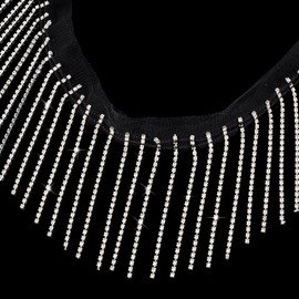 FREEBLOSS 2.5 Yards Rhinestone Fringer Trim Diamond Ribbon Crystal Tassel Sparkle Jewelry Chain Rhinestone Lace Trim Bridal Embellishments for Wedding Dress
