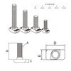 Hammer Screw T-Screw M6 16 mm Slot 8 for Aluminium