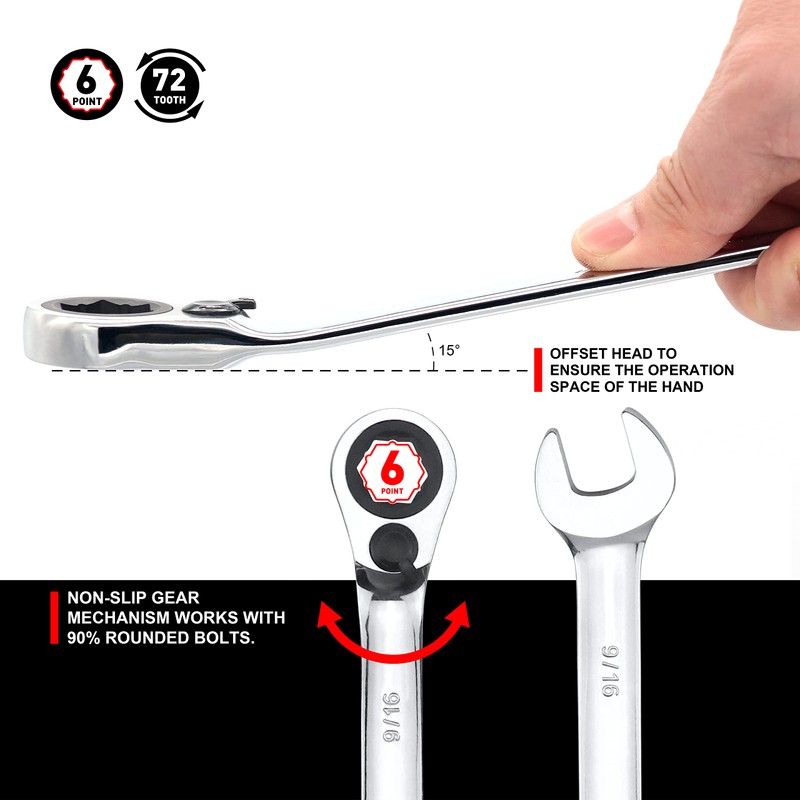 STARWORK TRUE MECHANIC™ 20 Pc. Reversible Ratcheting Combination Wrench Set,