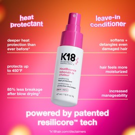 K18 HeatBounce Conditioning Heat Protectant, Leave-In Conditioner, Detangles, Softens & Protects Hair, 47ml