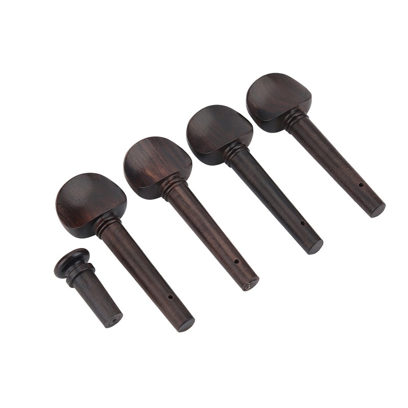 1Set Ebony Wood Violin Parts 4/4 Fittings Chinrest Pegs Tailpiece