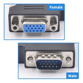 Duttek Right Angle VGA Male to Female Adapter, DB15 90 Degree VGA 15 Pin Adapter Extension Converter for TV, projectors, Monitors etc 1Pack