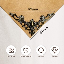 YAFIYGI 24 Pcs Metal Book Corner Protectors Antique Bronze Decorative Frame Vintage Corner Guards for Albums Photos Books Picture Frames Craft Embellishments Page Trim Edge Protector Covers