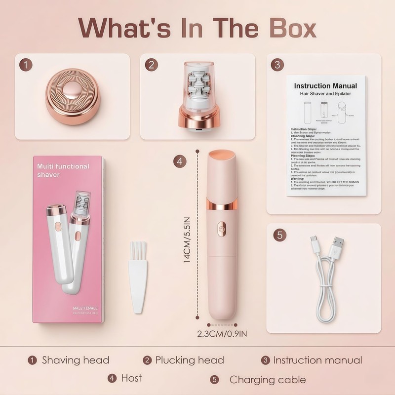 Facial Hair Remover for Women, Rechargeable Cordless Electric Trimmer with