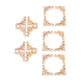 MUXSAM 20Pcs Woodcarving Corner Decal Unpainted Wood Carved Decal Corner Onlay Applique Frame for Home Furniture Cabinet Door 4cm