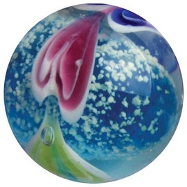 Big Game Toys~22mm (7/8") Wave Breaker Hand Made Art Glass Marble w/Stand Glow in The Dark Blue/Green/Pink Heart Speckled Home Decor/Vase Filler/Aquarium