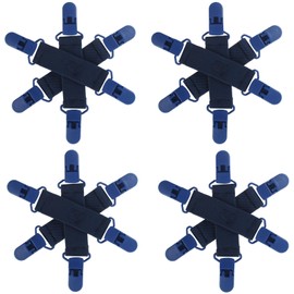 QOPAHI Bed Sheet Detangler with 6-Clip, WAD Preventer Stop Bed Sheets/Duvet Covers/Blankets from Tangling, Twisting & Balling Up in Dryer Washer and Dryer, 4 Pcs(Blue)