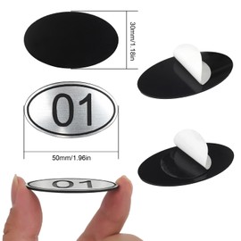 NumRealm Table Numbers Locker Cabinet Number, Oval ABS Engraved Numbers Signage Tags Labels - Silver 1 to 50