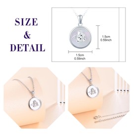 feilok Women's Necklace with Circle Pendant Round Angel Bowl Pendant Made of 925 Sterling Silver Gift for Her Girlfriend Valentine's Day