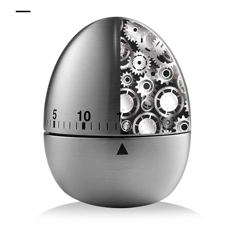 Mechanical Kitchen Timer, Cute Egg Shaped Timer, Stainless Steel Cooking