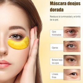 40 Pares de Parches para Ojos-Máscaras de Colágeno de 24 K en Polvo de Oro, Antifaz Antiarrugas, Se Utiliza para Hidratar y Reducir la Apariencia de Líneas Finas