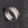 Hoxton London Men's Sterling Silver Twist Wide Ring - Size