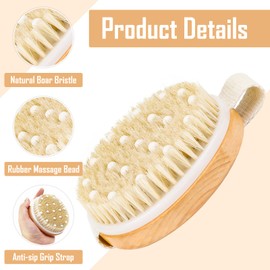 Massage Brush, Pack of 2 Body Brush, Cellulite Dry Brush, Vegan Body Brush, Natural Bristles, Bath Brush, Dry Brush, Massage Brush, Dry Massage Brush to Improve Blood Circulation