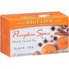 Bigelow Pumpkin Pie Caffeine Tea Bags 18 Count Individually Wrapped Gift Pack