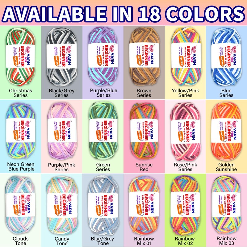 50g Rainbow Beginner Crochet Yarn for Crocheting and Knitting Multicolor