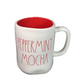 Rae Dunn"PEPPERMINT MOCHA" Mug - red interior - ceramic - dishwasher safe! - very rare!