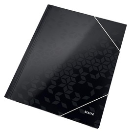 Leitz WOW 39820095 3-Flap Folder with Elasticated Closure and Cardboard Folder with Elastic Closure - Black