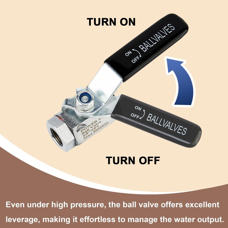 POWER TOWN Ball Valve Pressure Washer, 3/8 Inch Quick Connect