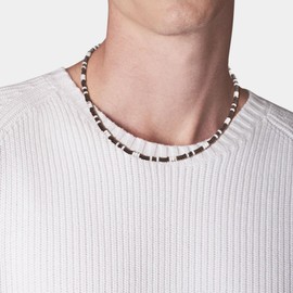 COAI Coconut Shell Howlite Crystal Necklace, Beaded Necklace for Men 20"