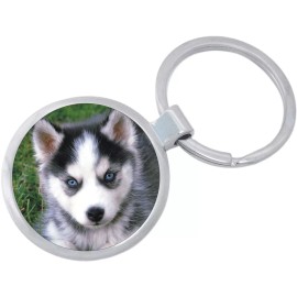 Husky Puppy Keychain - Includes 1.25 Inch Loop for Keys or Backpack