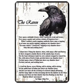 VOTHI Funny Raven Tin Sign;Inspirational Quotes Sayings;Gothic Home Decor Aesthetic;Gothic Kitchen Decor;Witchy Bathroom Posters 8 x 12 In