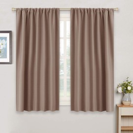 RYB HOME Blackout Curtains for Bedroom - Heavy Duty Thermal Insulated Curtains Balance Summer Heat and Winter Cold for Shift Worker Nursery, W 42 x L 54 inch, Mocha, 2 Panels