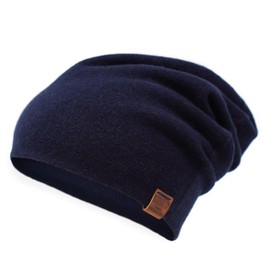 Borges & Scott The Aspen - Double Layer Beanie Hat - 100% Cashmere - Made in Nepal - Navy