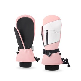 Caracaleap Ski Gloves Men Women Mittens Gloves Waterproof Winter Gloves for Skiing Snowboarding Hiking Cycling Gloves Pink S-M