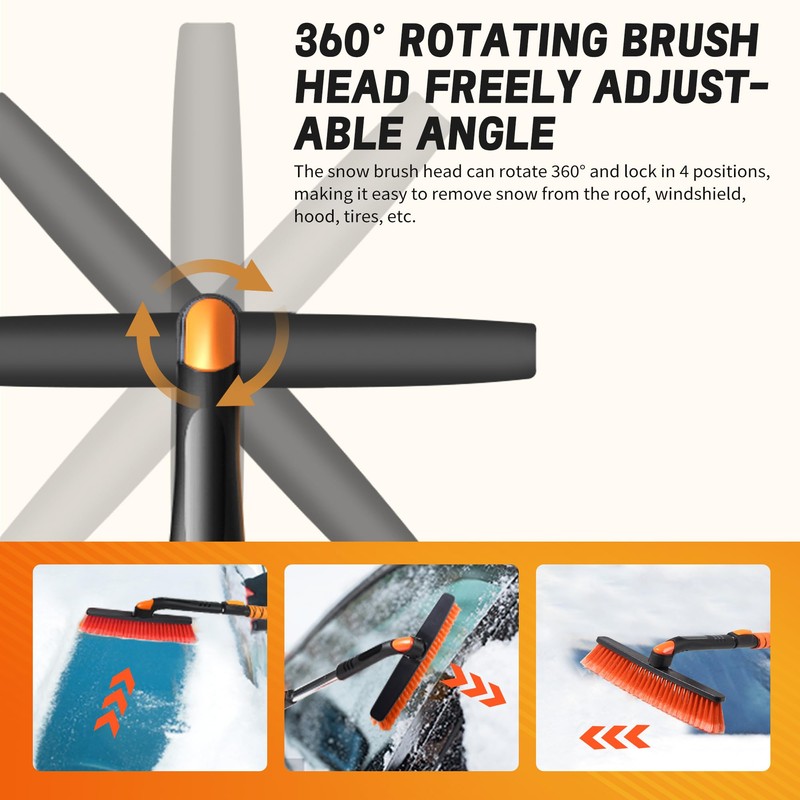Asly YardMngSter [Upgrade] 45" Extendable Snow Brush for Car Windshield,