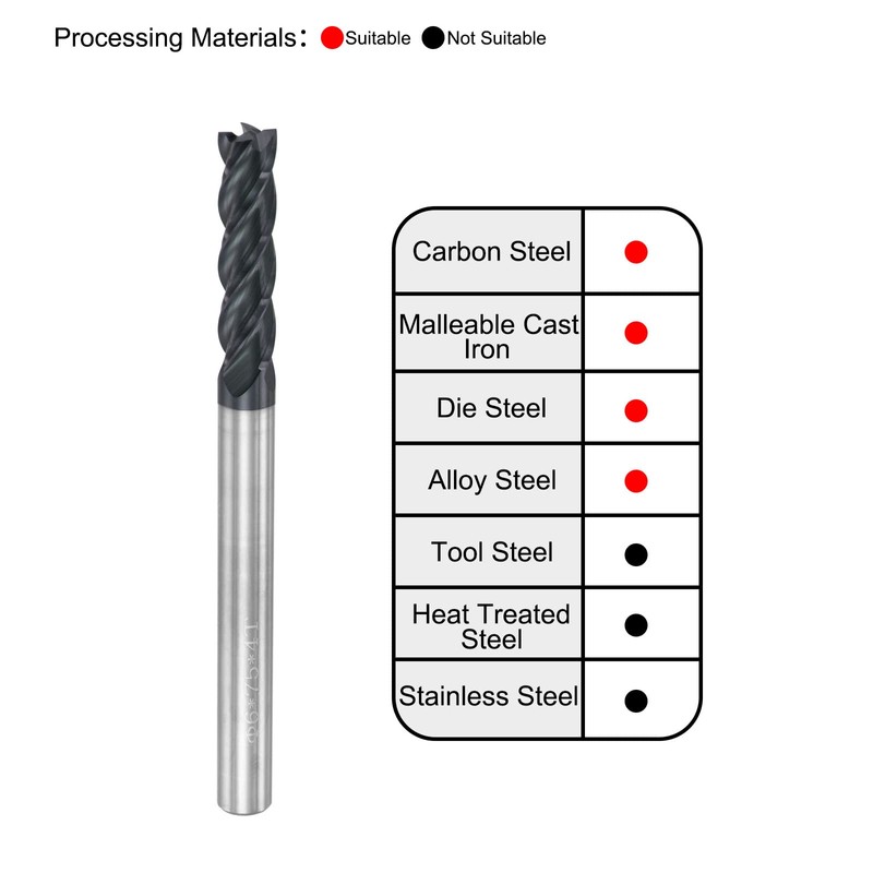 sourcing map Square Nose End Mill, 6mm Tip Dia Solid