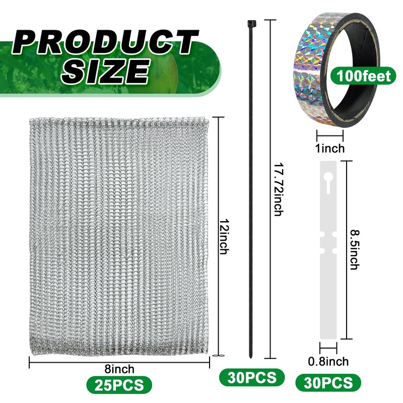 25Pcs 8 x 12 inch Fruit Protection Wire mesh Bags,