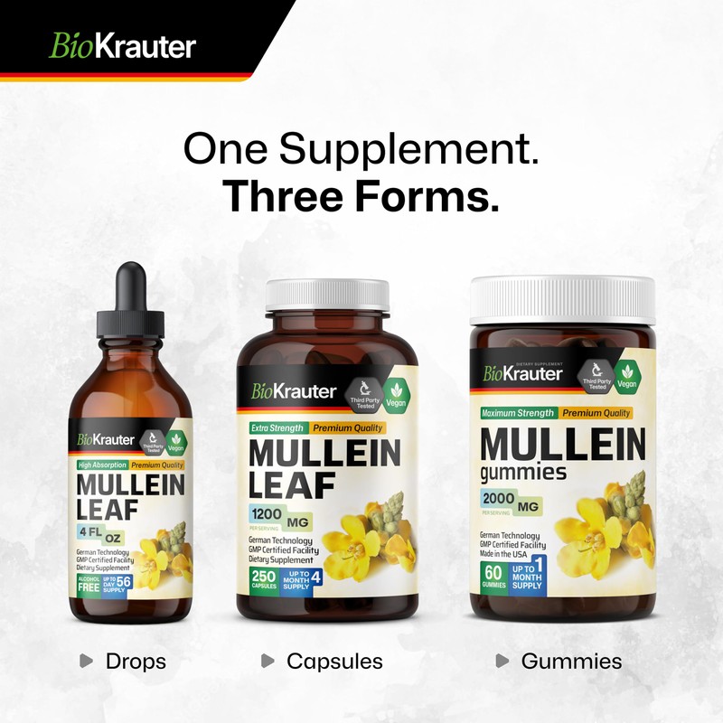 BIO KRAUTER Mullein Drops for Lungs - Vegan Respiratory