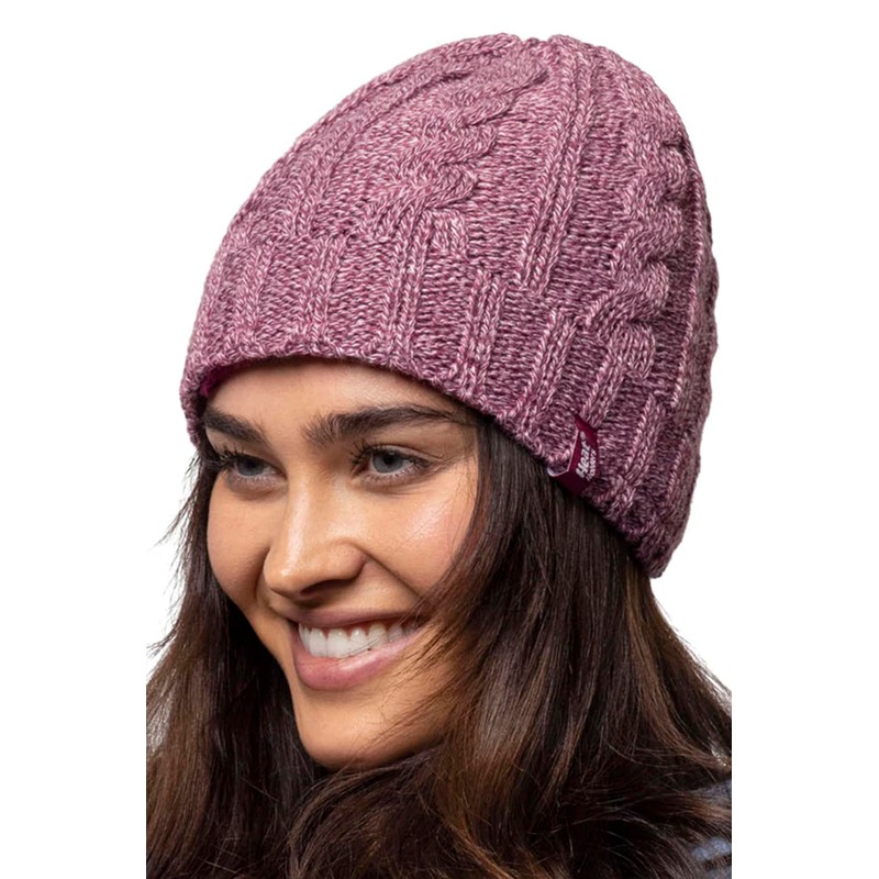HEAT HOLDERS - Womens Thermal Fleece Lined Cable Knit Winter