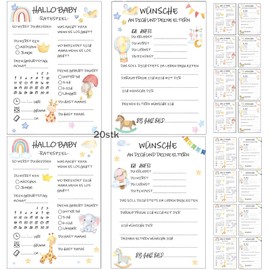 Babyshower Guessing Game Cards to Fill in, 20 Guessing Playing Cards for Baby Showers, Great Game for Baby Shower and Gender Reveal Celebration, Decorative Baby Shower Party Game Boys and Girls, Water