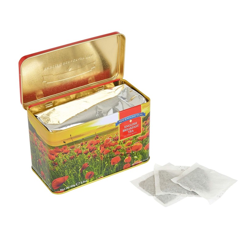 New English Teas Poppy Fields Tea Tin for Remembrance Day