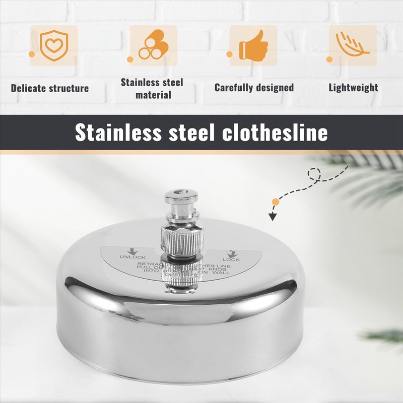 LinaLife 304 Stainless Steel Retractable Clothesline Indoor with 9.2FT Adjustable