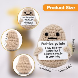 2pcs Mini Funny Positive Potato, 3inch Plush Toys, Knitted Cute Positive Potato Doll Creative Wool Funny Knitted Positive Potato for Birthday Gifts Christmas Party Decoration Encouragement