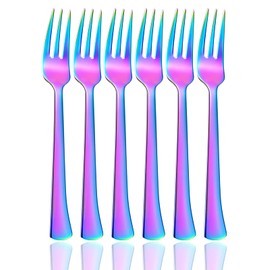 Dinner Fork sets,Rainbow Fork set 6-piece Stainless Steel Color Dessert Forks
