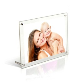Acrylic Photo Frame 4x6 inch Brackets Or Hanging Picture Frames,File Certificate Photo Frame Wall Mount Floating and Desktop Photo Frame